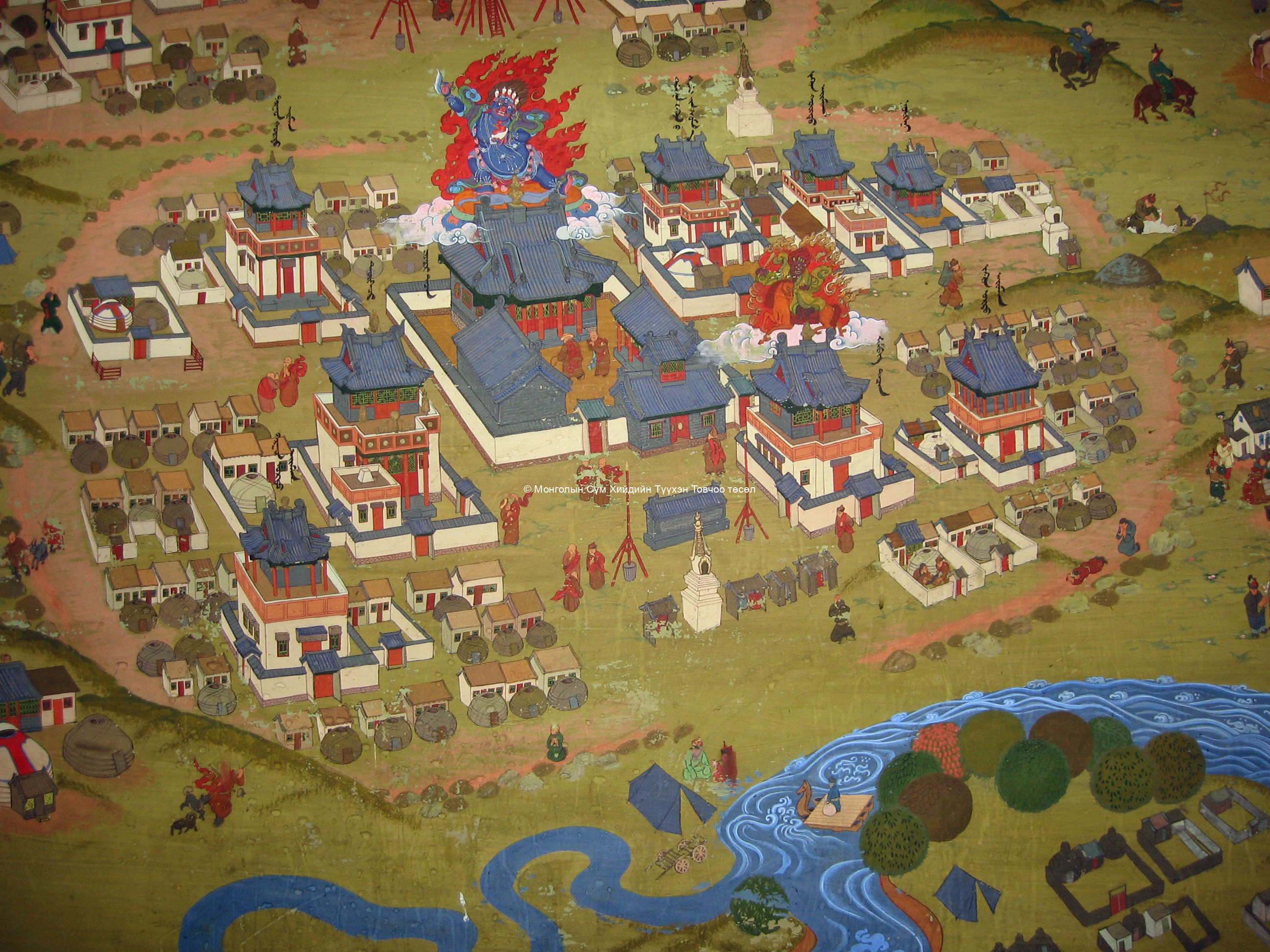 San beisiin örgöö. Temple painting